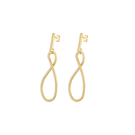 Aretes De Cobre Dorados Con Colgante En Forma De 8 Estilo Minimalista