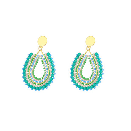 Aretes Estilo Bohemios Tejidos Con Cuentas De Tamaños Variados