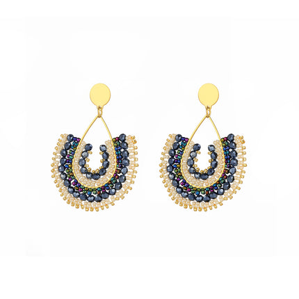 Aretes Bohemio De Acero Inoxidable En Forma De Gota Con Cuentas Multicolor