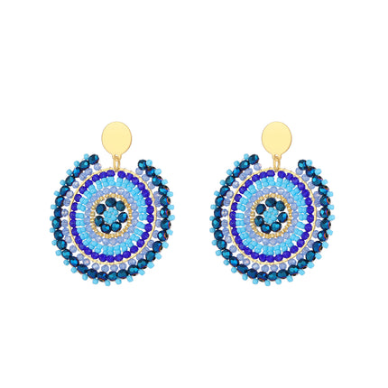 Aretes De Acero Inoxidable Tejidos Con Cuentas Azules, Estilo Bohemios
