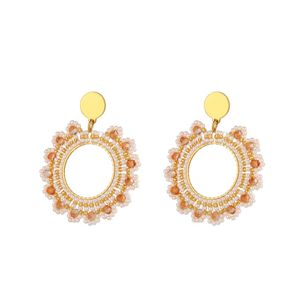 Aretes Largos Bohemios Con Cuentas Multicolor En Forma De Sol