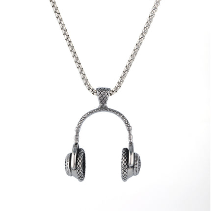 Collar Para Hombre Con Diseño De Auriculares Vintage Estilo Moderno De Acero Inoxidable