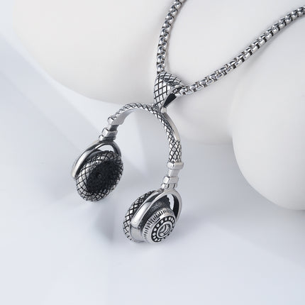 Collar Para Hombre Con Diseño De Auriculares Vintage Estilo Moderno De Acero Inoxidable