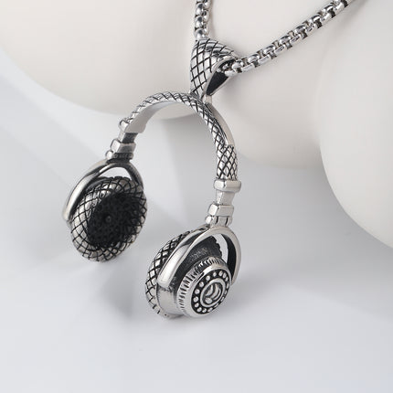 Collar Para Hombre Con Diseño De Auriculares Vintage Estilo Moderno De Acero Inoxidable