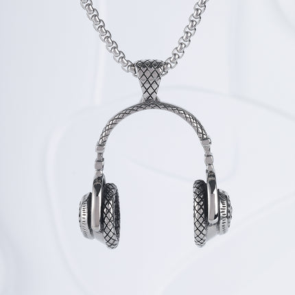 Collar Para Hombre Con Diseño De Auriculares Vintage Estilo Moderno De Acero Inoxidable