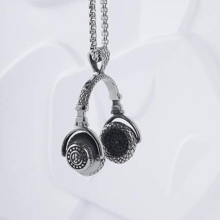 Collar Para Hombre Con Diseño De Auriculares Vintage Estilo Moderno De Acero Inoxidable