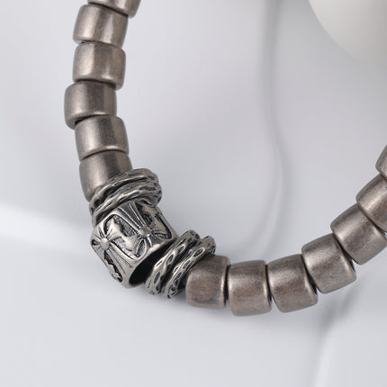 Pulsera Artesanal De Hilo De Cuero PU Con Anillos De Acero Estilo Hip Hop