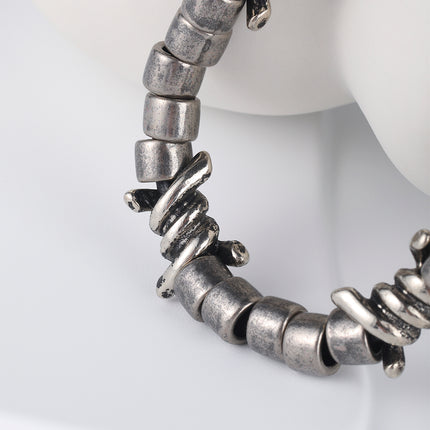 Pulsera Artesanal De Hilo De Cuero PU Con Acero, Estilo Heavy Duty