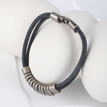 Pulsera De Cuero PU Y Acero Inoxidable 316, Diseño Artesanal