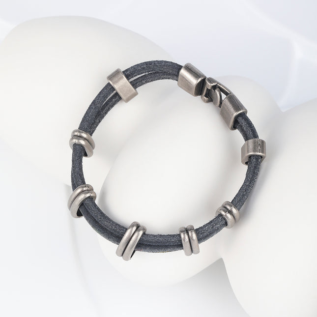 Pulsera De Cuero PU Y Acero Inoxidable 316, Diseño Artesanal