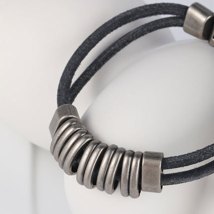 Pulsera De Cuero PU Y Acero Inoxidable 316, Diseño Artesanal