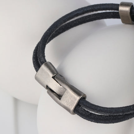Pulsera De Cuero PU Y Acero Inoxidable 316, Diseño Artesanal