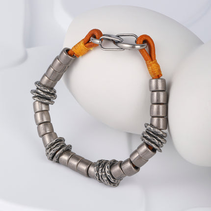 Pulsera Artesanal De Hilo De Cuero PU Amarillo Para Hombres