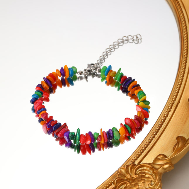 Pulsera Estilo Dulce De Cuentas De Piedras Naturales Multicolor