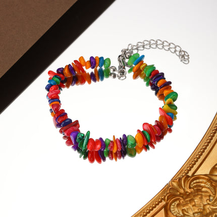Pulsera Estilo Dulce De Cuentas De Piedras Naturales Multicolor