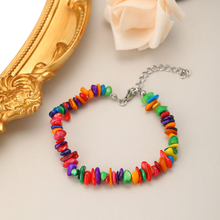 Pulsera Estilo Dulce De Cuentas De Piedras Naturales Multicolor