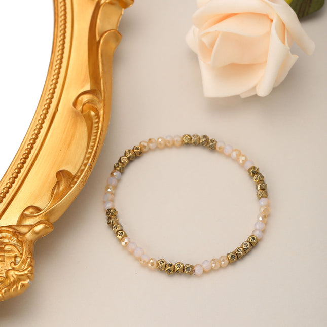 Pulsera De Cuentas De Cristal Y Aleación, Diseño Minimalista