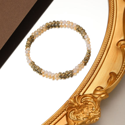 Pulsera De Cuentas De Cristal Y Aleación, Diseño Minimalista