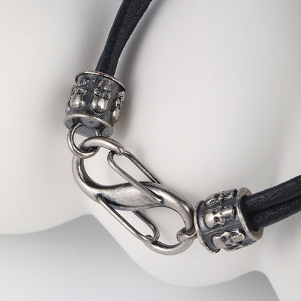 Pulsera De Cuero PU Con Acero Inoxidable 316 Y Detalle De Calavera