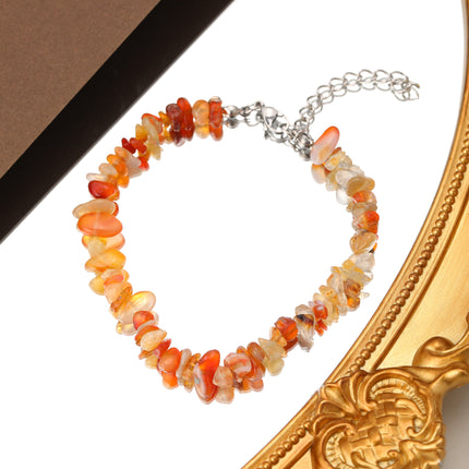 Pulsera De Cuentas De Piedra Natural Marrón Con Acero Inoxidable
