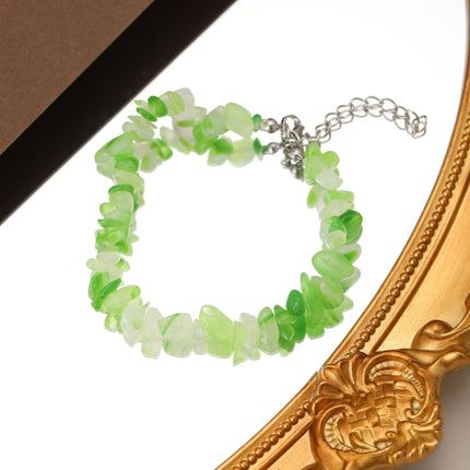 Pulsera Con Cuentas De Piedras Naturales Verde Claro Estilo Bosque