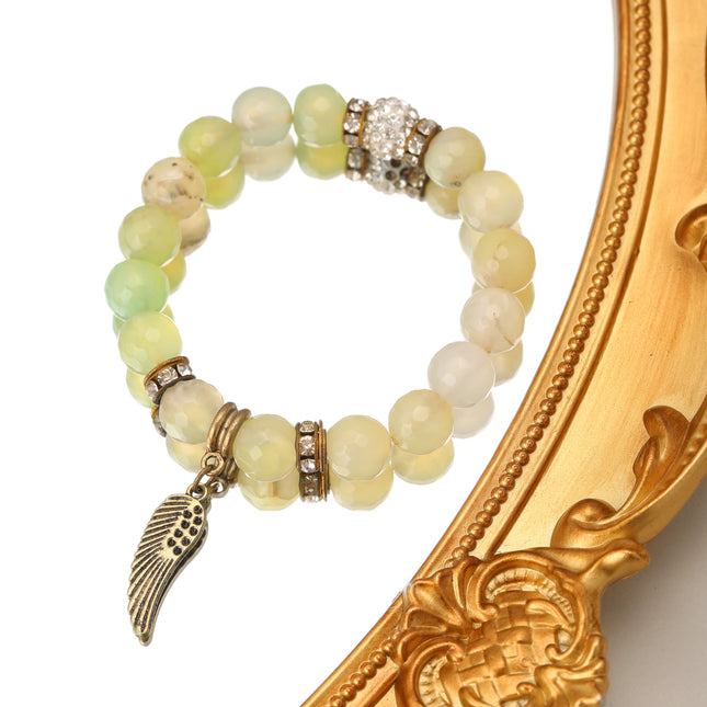 Pulsera De Cuentas De Ágata Con Pequeño Colgante Elegante