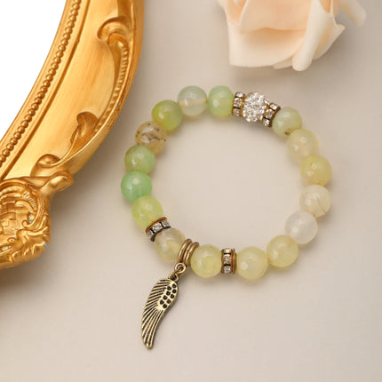 Pulsera De Cuentas De Ágata Con Pequeño Colgante Elegante