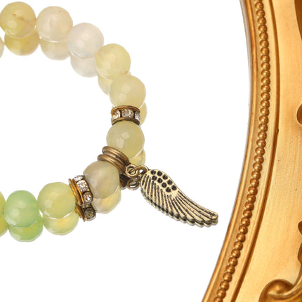Pulsera De Cuentas De Ágata Con Pequeño Colgante Elegante