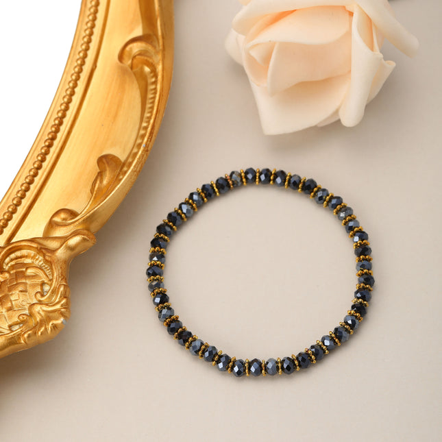 Pulsera De Cuentas Geométricas Negras De Cristal Estilo Bohemio