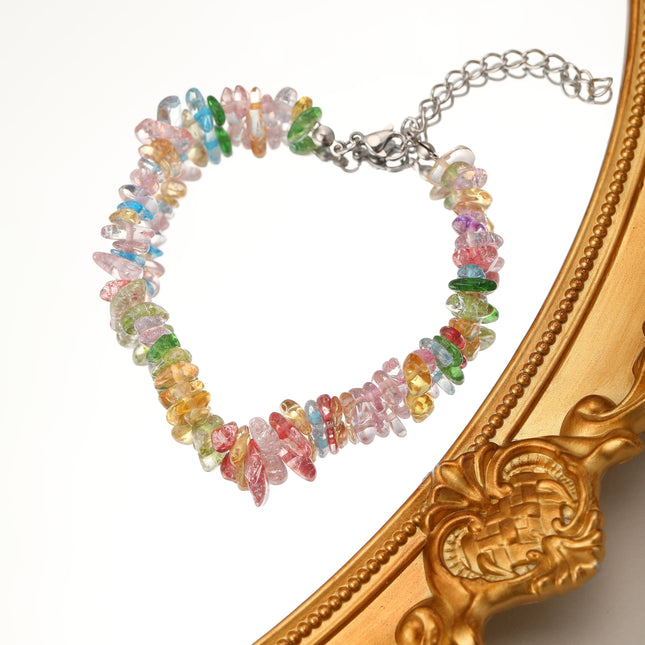 Pulsera De Cuentas De Piedras Naturales Multicolor Estilo Moda