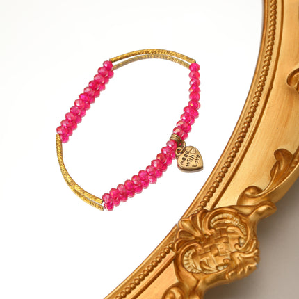Pulsera De Cuentas De Cristal Con Colgante De Corazón Estilo Casual