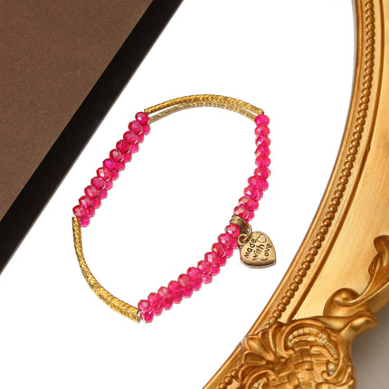 Pulsera De Cuentas De Cristal Con Colgante De Corazón Estilo Casual