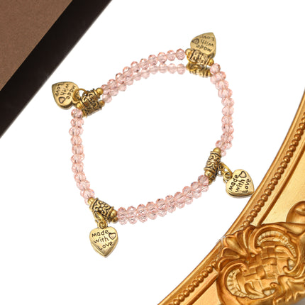 Pulsera Bohemia De Cuentas De Cristal Con Pequeños Dijes Y Aleación