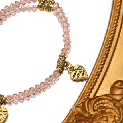 Pulsera Bohemia De Cuentas De Cristal Con Pequeños Dijes Y Aleación