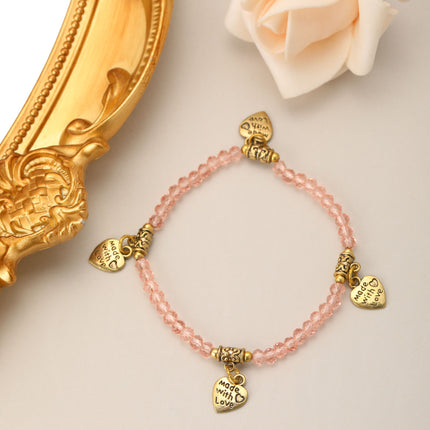 Pulsera Bohemia De Cuentas De Cristal Con Pequeños Dijes Y Aleación