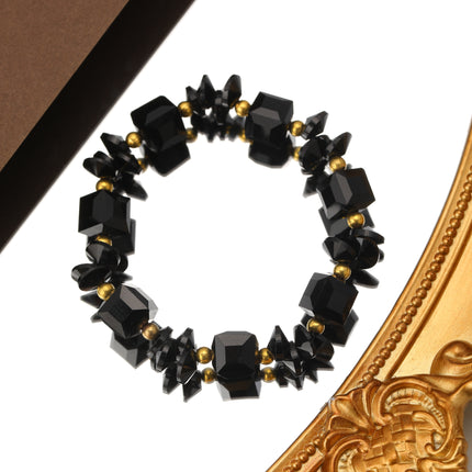 Pulsera Con Cuentas Geométricas De Cristal Y Estilo Retro En Aleación