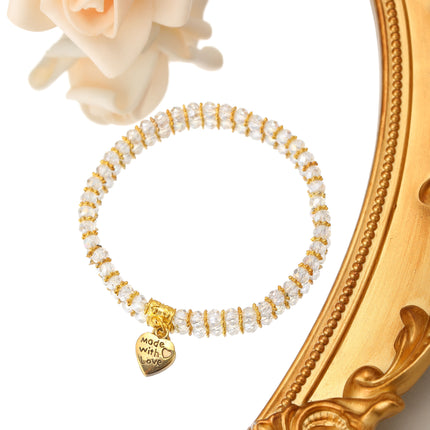 Pulsera De Cuentas De Cristal Transparente Con Colgante Estilo Moda