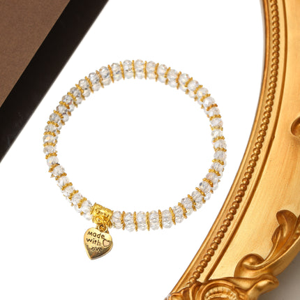 Pulsera De Cuentas De Cristal Transparente Con Colgante Estilo Moda