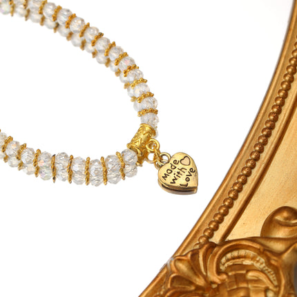 Pulsera De Cuentas De Cristal Transparente Con Colgante Estilo Moda