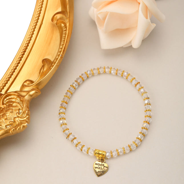 Pulsera De Cuentas De Cristal Transparente Con Colgante Estilo Moda