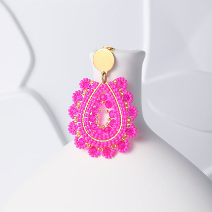 Aretes Largos Bohemios Con Cuentas Cuenta De Semillas Tejidas Moradas