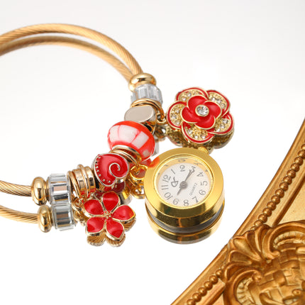 Pulsera De Acero Inoxidable Con Colgantes De Reloj De Cuarzo Elegante Casual