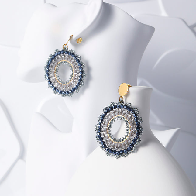 Aretes Bohemios de Cuenta De Semillas Diseño Redondo y Elegante