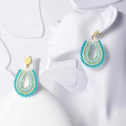 Aretes Estilo Bohemios Tejidos Con Cuentas De Tamaños Variados