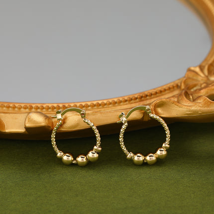 Aretes De Cobre Con Diseño Exagerado De Esferas, Baño De Oro De 14K