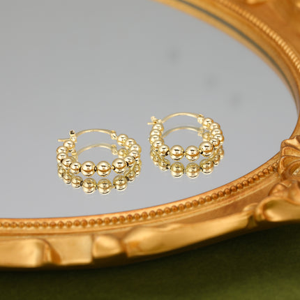 Pendientes Con Múltiples Esferas Arracadas De Cobre Con Baño De Oro 14K