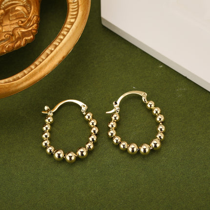 Pendientes Con Múltiples Esferas Arracadas De Cobre Con Baño De Oro 14K