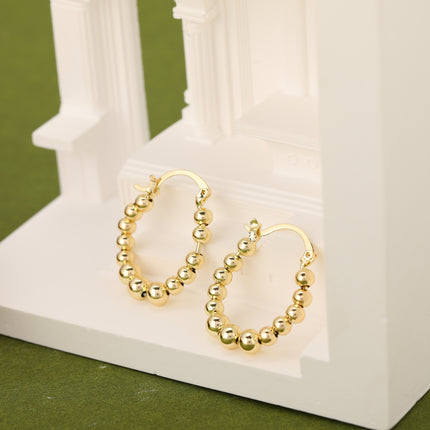 Pendientes Con Múltiples Esferas Arracadas De Cobre Con Baño De Oro 14K