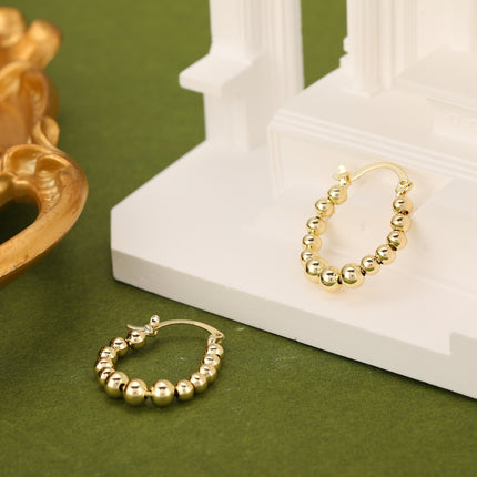 Pendientes Con Múltiples Esferas Arracadas De Cobre Con Baño De Oro 14K
