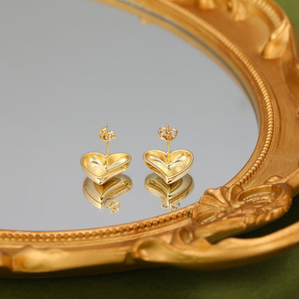 Aretes En Forma De Corazón Chapado En Oro De 14K Pendientes Para Mujer